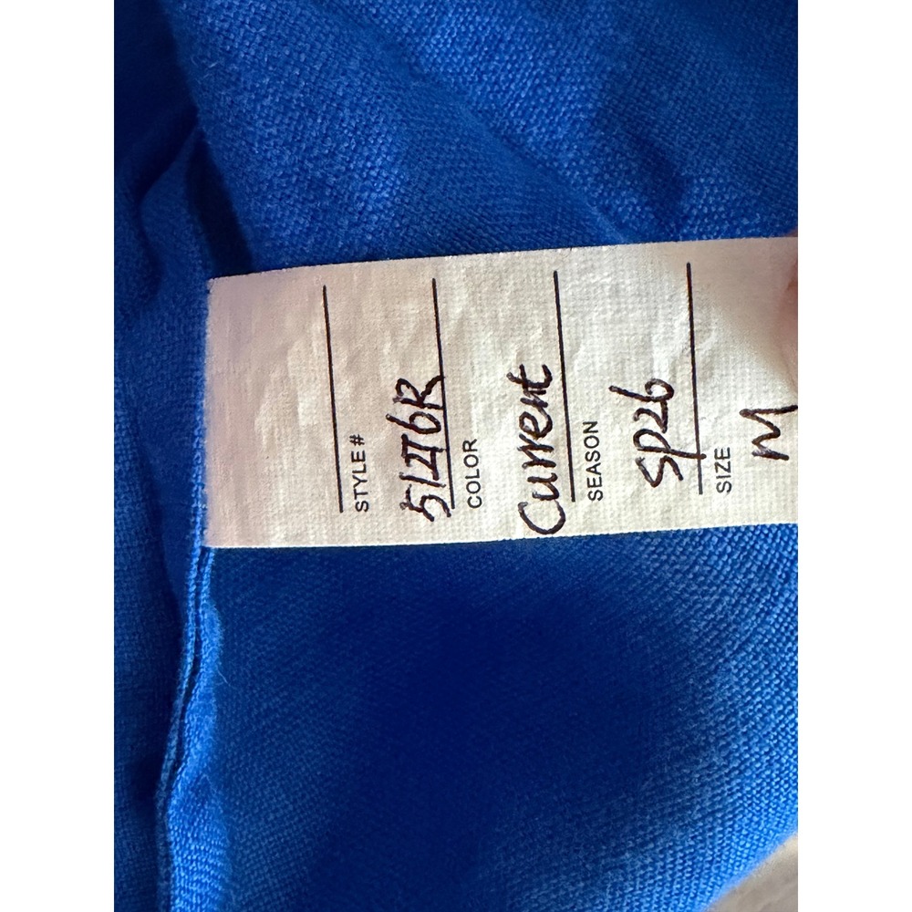 SPANX Linen Button Down Shirt 2026 Style Size Medium Royal Blue Relaxed - Picture 6 of 8